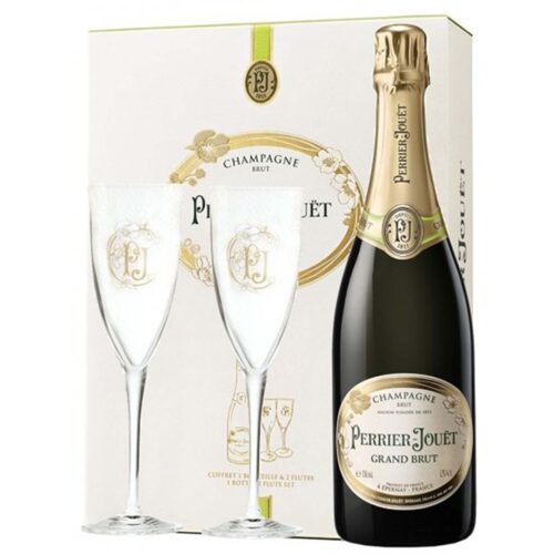 Champagne PERRIER JOUET Grand Brut - Bouteille 75cl avec 2 flûtes en coffret