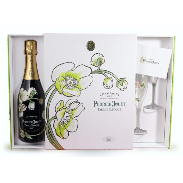 Champagne PERRIER JOUET Belle Epoque 2008 - Bouteille 75cl avec 2 flûtes en coffret