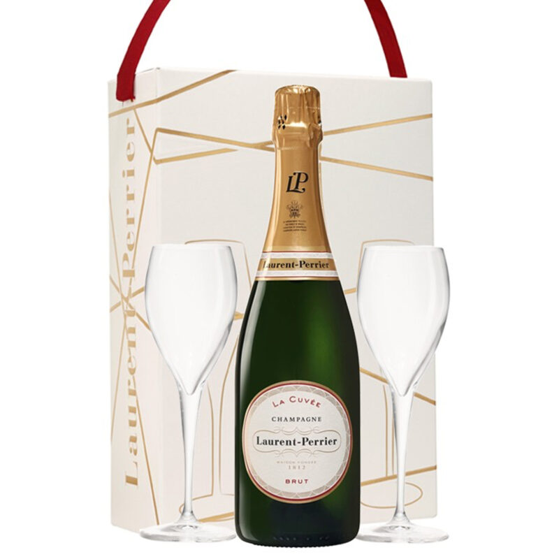 Champagne LAURENT-PERRIER La Cuvée avec 2 flûtes - Bouteille 75cl avec coffret - "Prix dégressif"