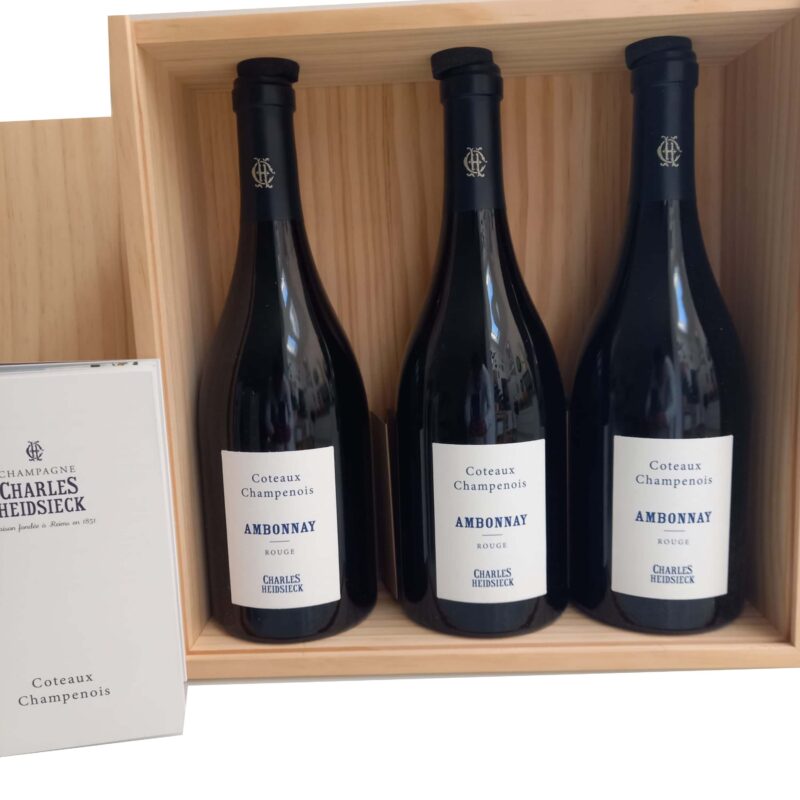 Maison Champenoise Charles Heidsieck ~ Coteaux Champenois Ambonnay Rouge Pinot Noir ~ 3 Bouteilles en coffret bois