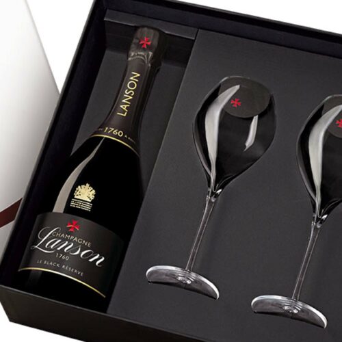 Champagne LANSON ~ Black Réserve ~ Bouteille 75cl avec 2 flûtes en coffret