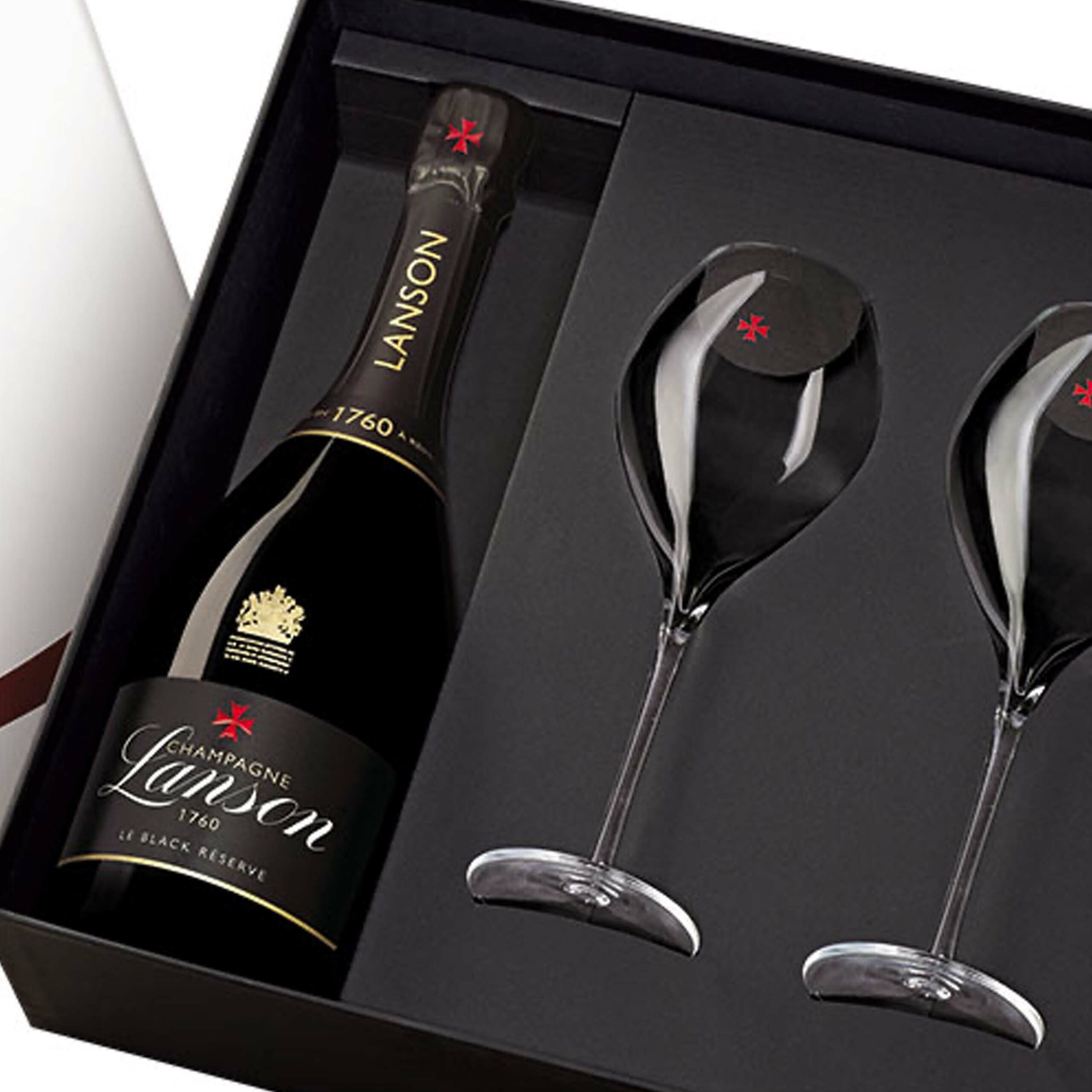 Champagne Lanson Black Réserve 75cl + 2 flûtes 75cl avec coffret