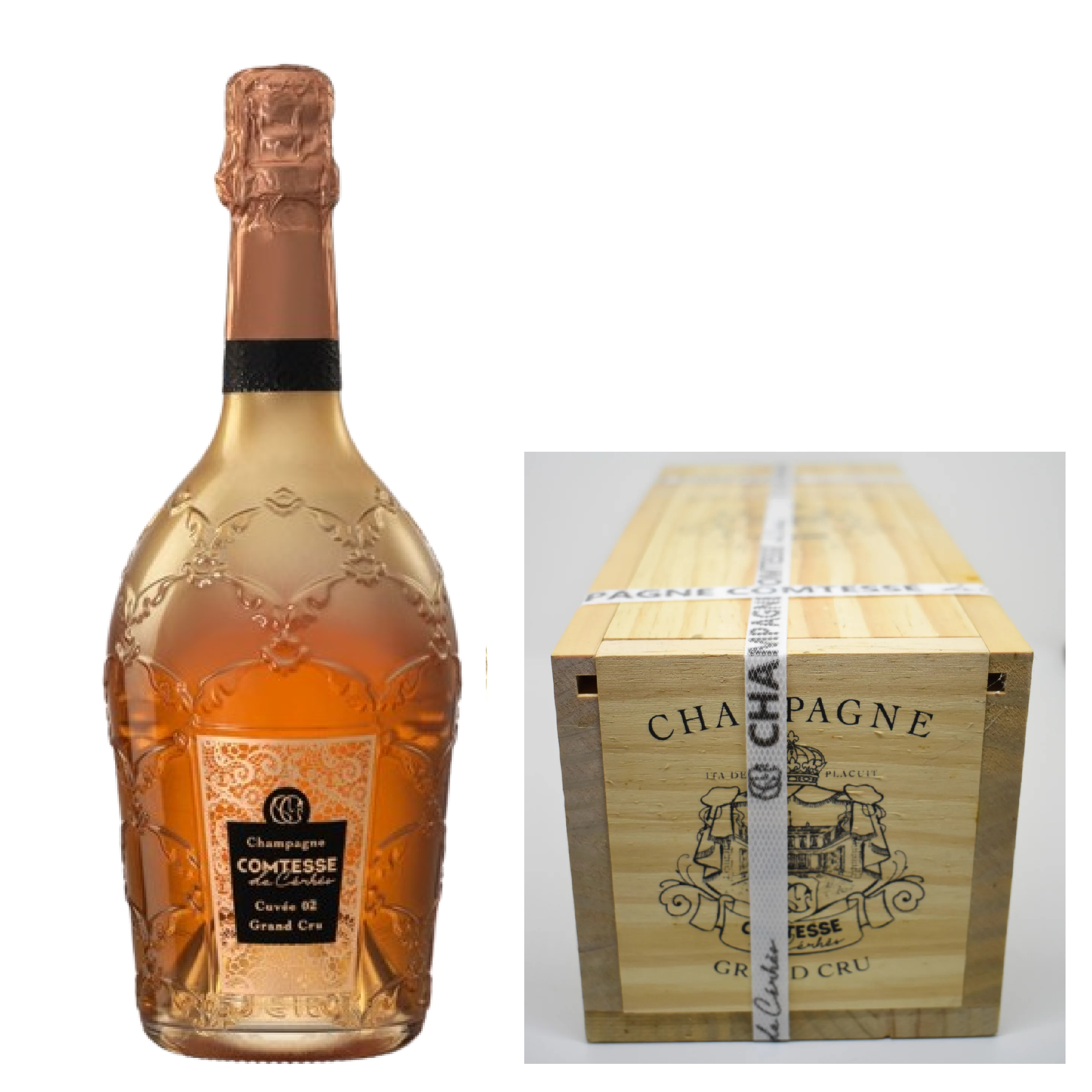 Champagne STANISLAS BONAFE ~ Comtesse Cuvée 02 Rosé ~ Bouteille stylée Comtesse de Cérhès